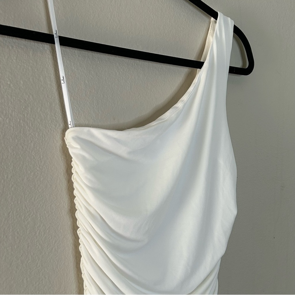 Lulus Total Appeal White Ruched One-Shoulder Bodycon Midi Dress NWT XS - Picture 5 of 8